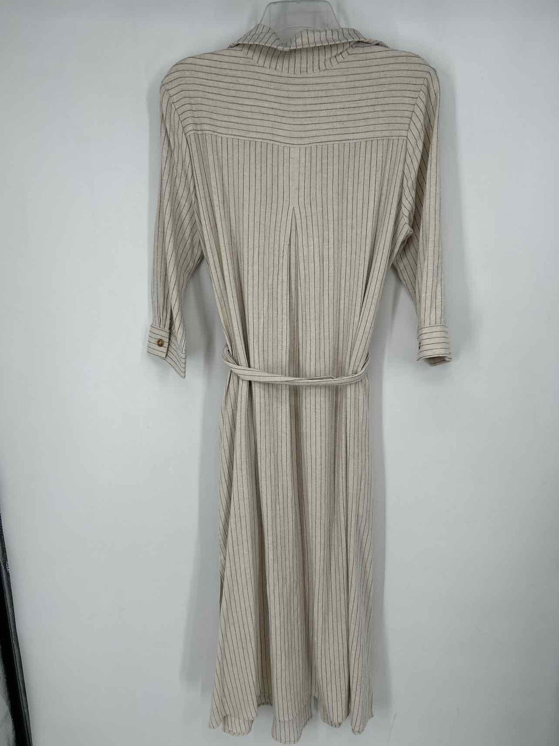 Vici Size S Beige & Black Striped Long Sleeve Dress