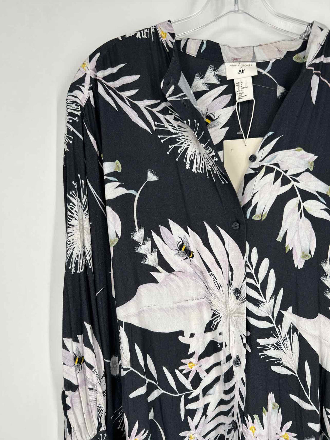 H&M Size 8 Dark Gray Floral NWT Dress