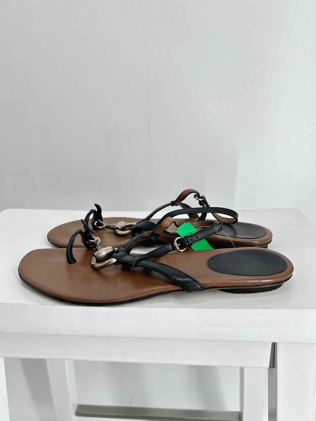 Gucci Horsebit Slingback Sandals Women Size 38 Black Pre Owned Leather LUXURY