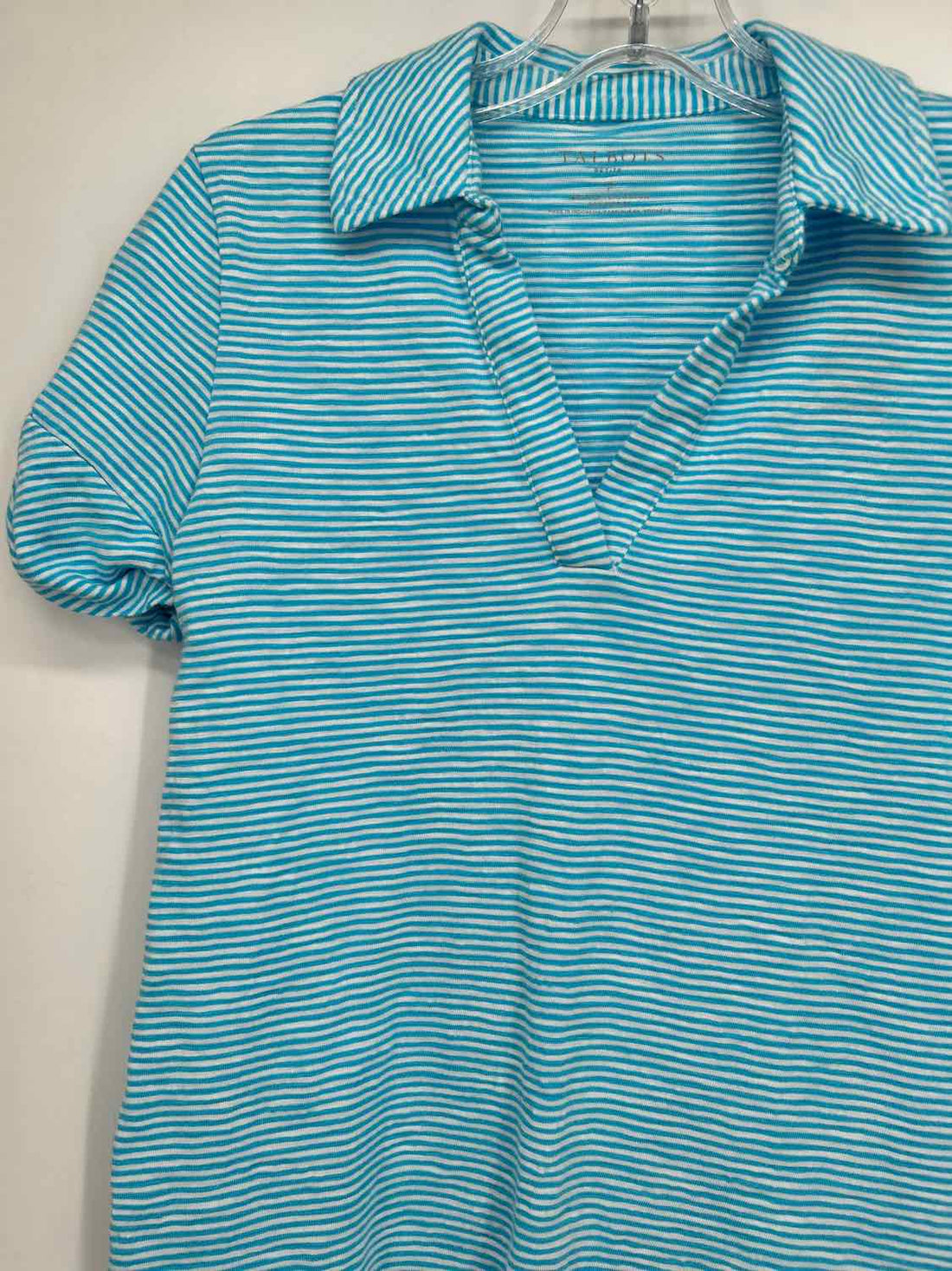 Talbots Size P Blue & White Striped Short Sleeve