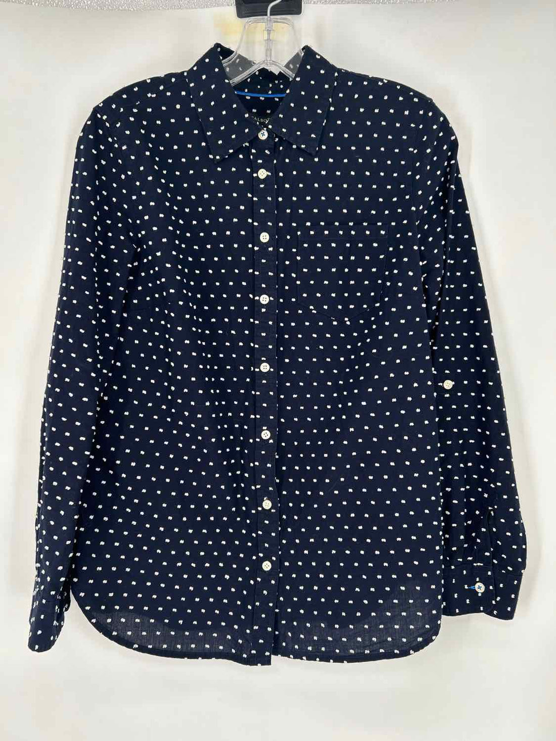 Talbots Size 8 Navy Swiss Dot Long Sleeve