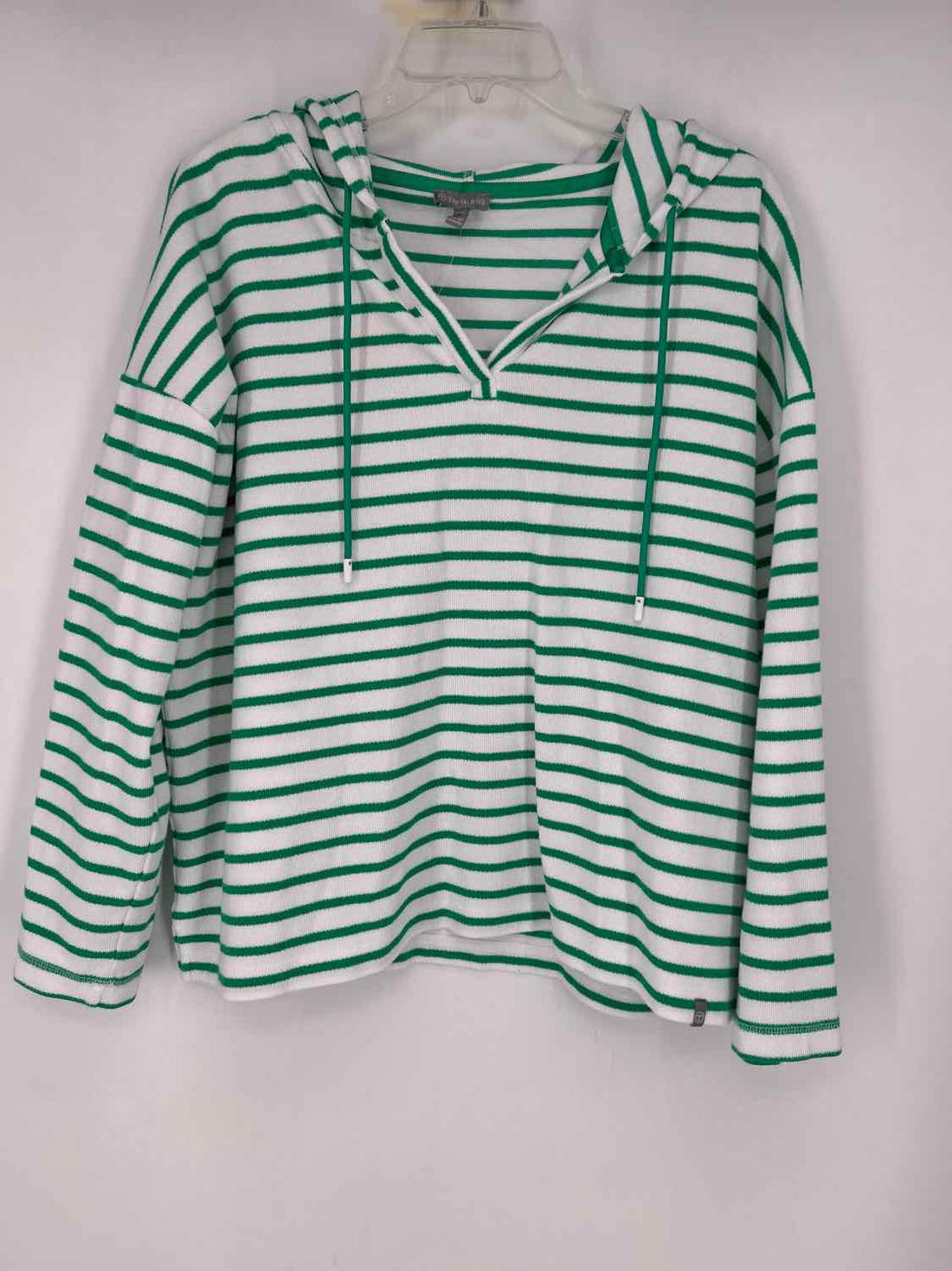 T By Talbots Size XL White & Green Striped Hoodie