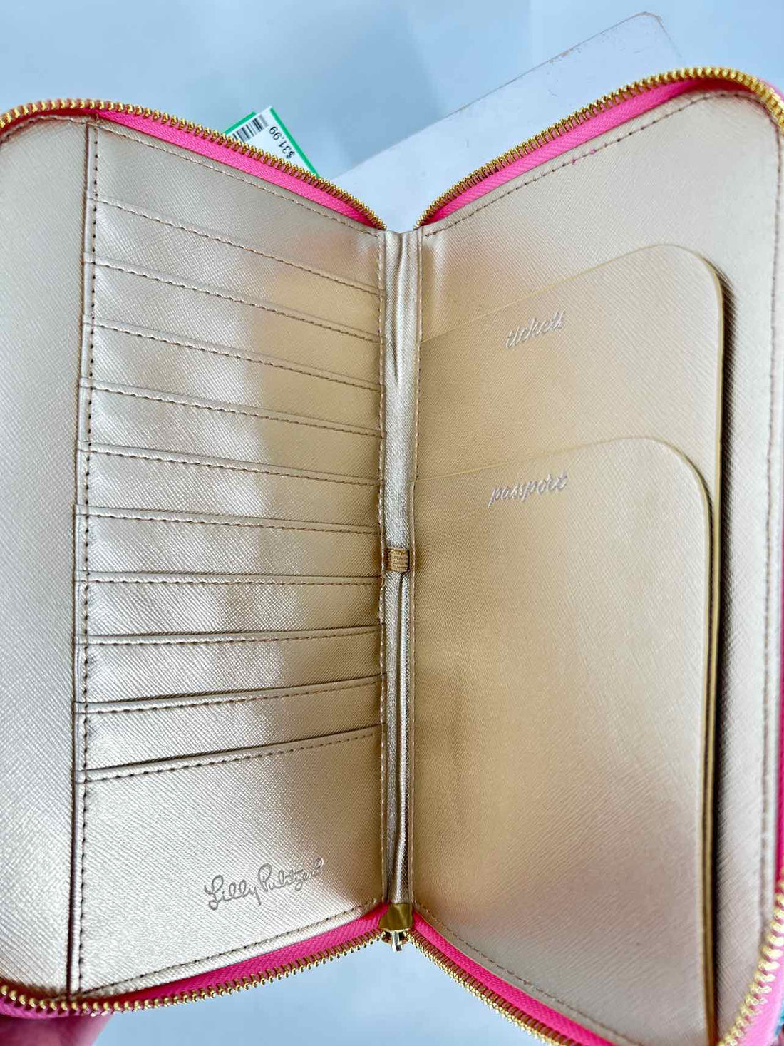 Lilly Pulitzer Pink & Blue Saffiano Leather Excellent Condition Wallet