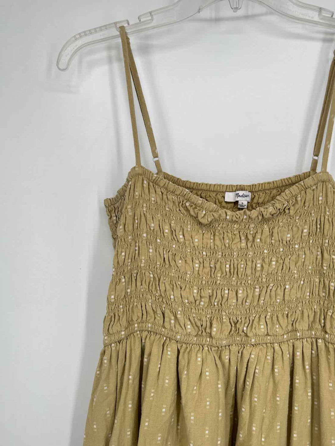 Madewell Size L Camel & White Sleeveless Dress