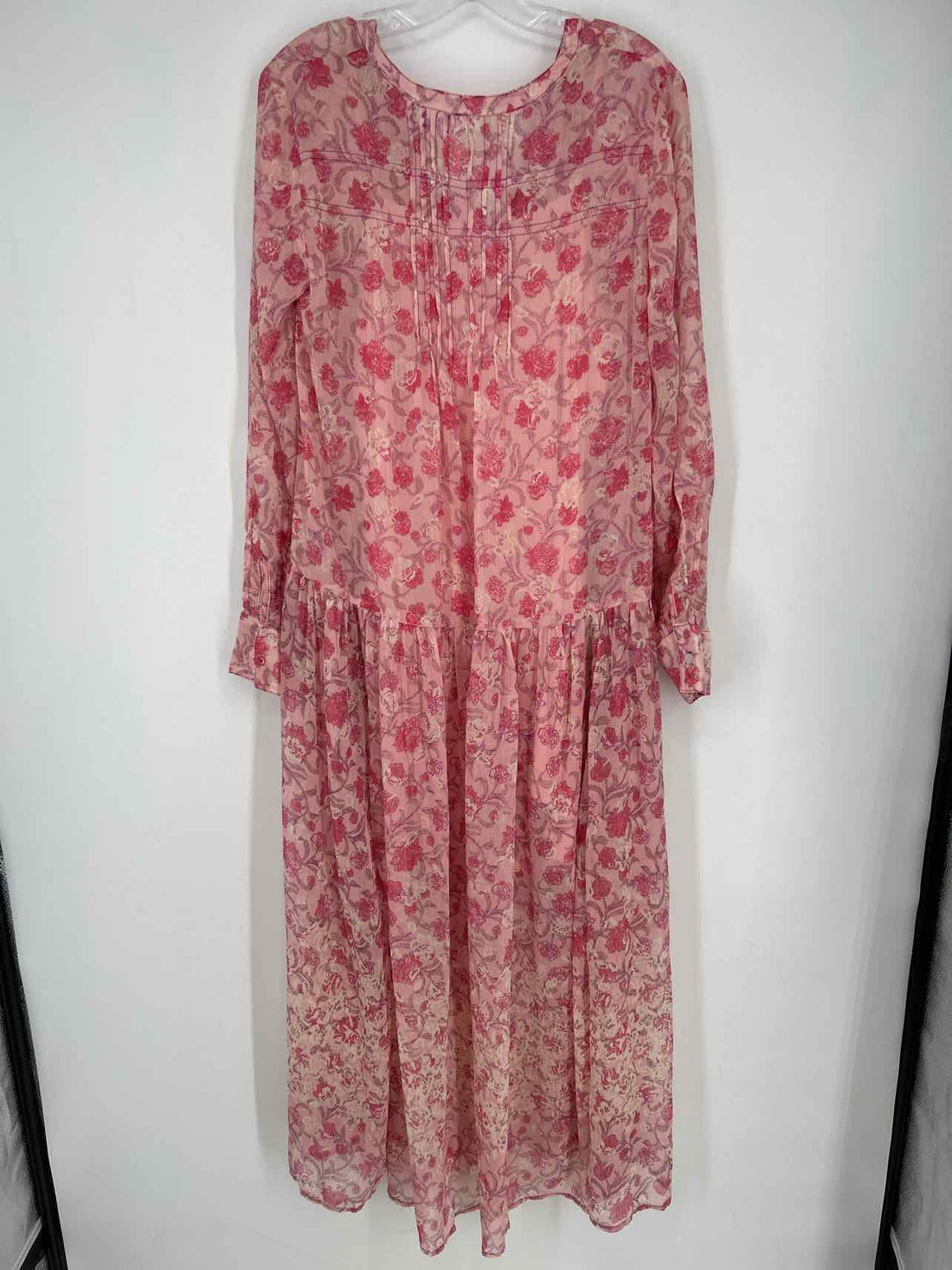 Free People Size S Light Pink Floral Long Sleeve Maxi