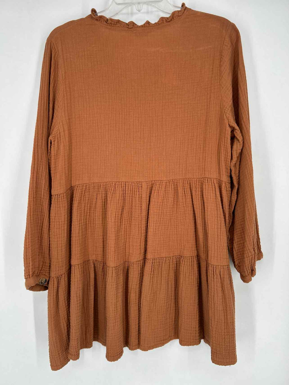 Entro Size M Brown Gauze Long Sleeve Dress