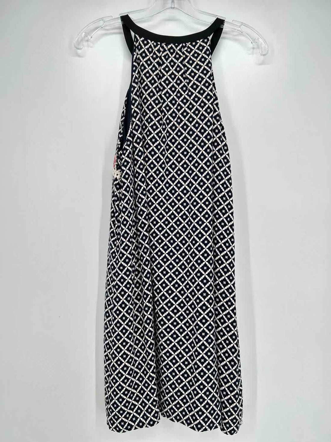 THML Size L Navy & White Print Embroidered Dress