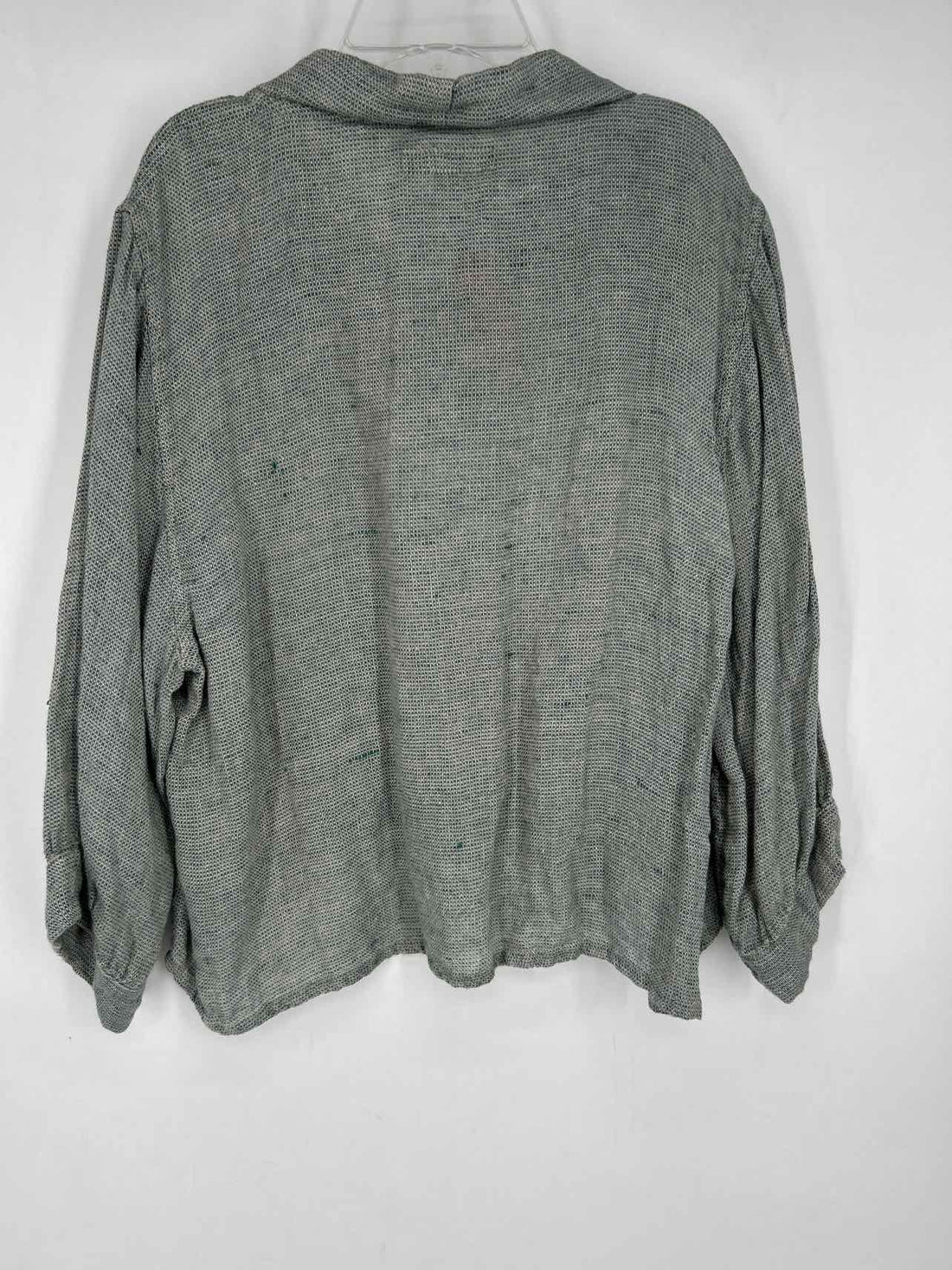 Flax Size S Green & White Linen Long Sleeve