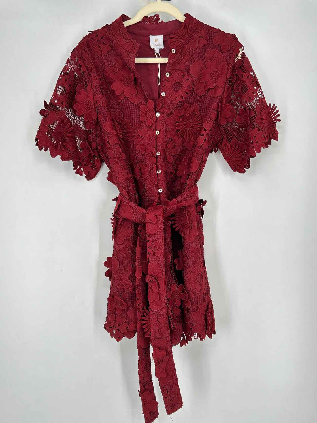 J. Marie L Maroon Floral Applique New Boutique Romper
