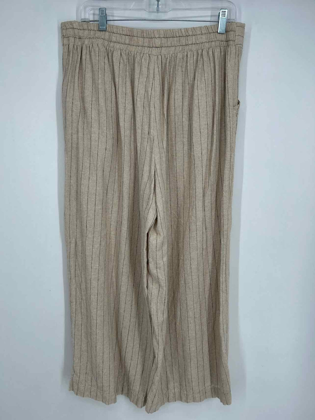 Max Studio Size XL Khaki Pinstripe Linen/Rayon Pants