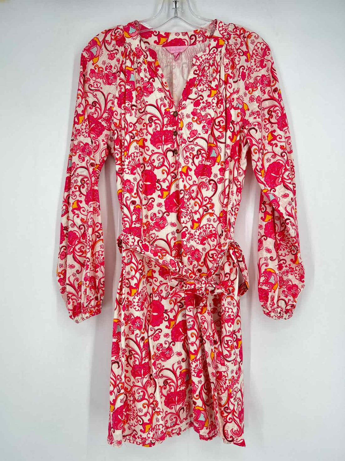 Lilly Pulitzer 6 White & Pink Print Long Sleeve Lilly Pulitzer Dress