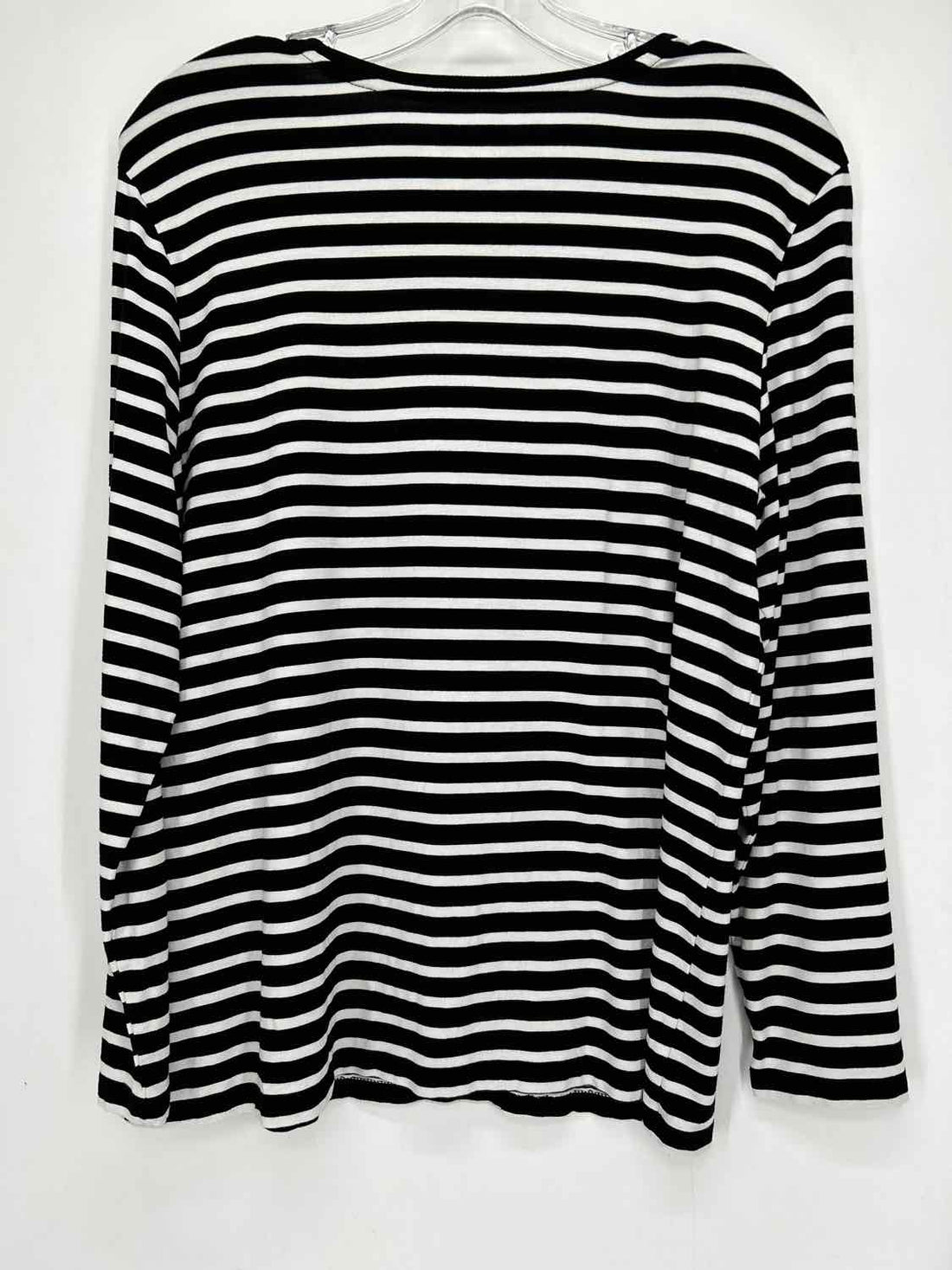 Chicos Size 2 (12) Black & White Striped Long Sleeve