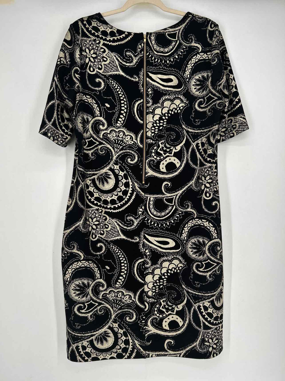 Tiana B Size 16 Black & Gold Short Sleeve Dress
