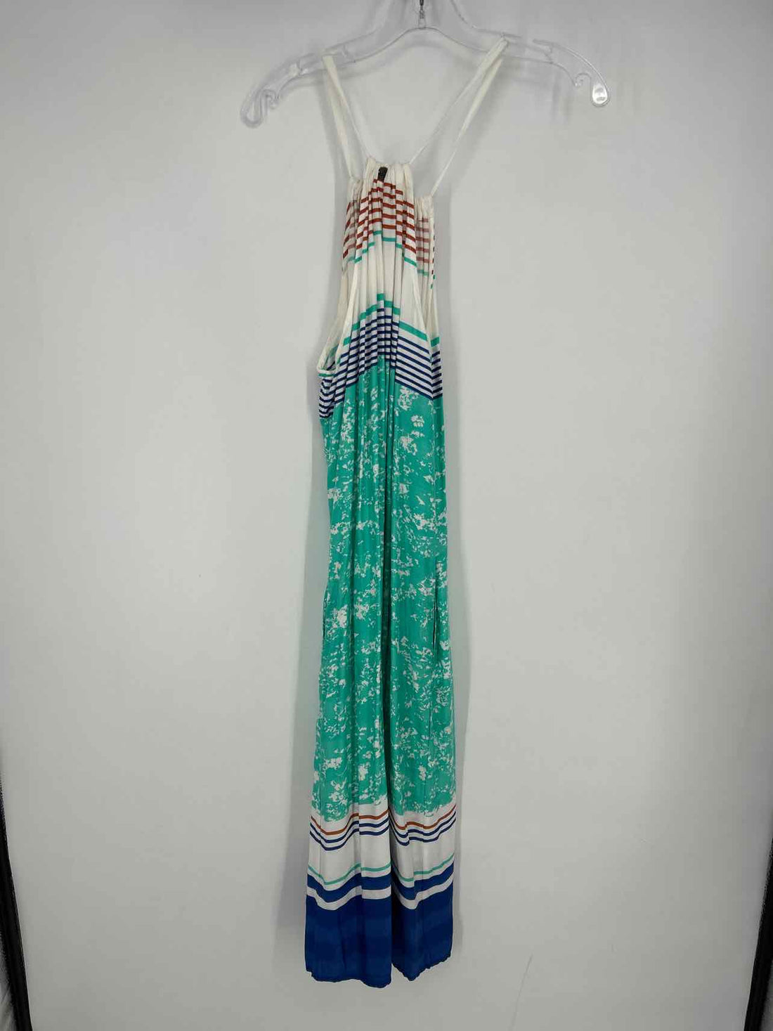Prana Size L White & Aqua Print Sleeveless Dress