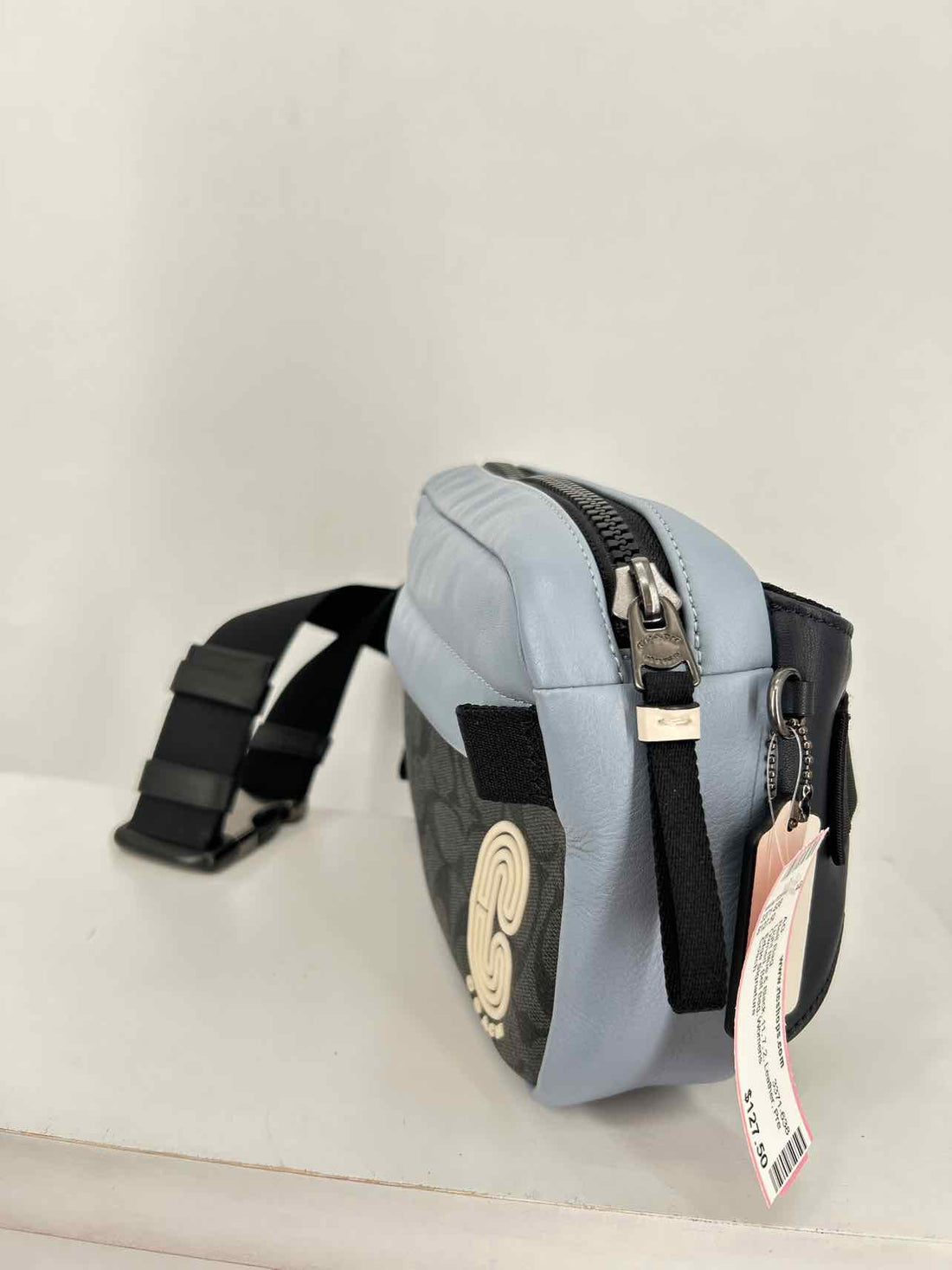 Coach Light Blue & Black Leather Pre Owned Belt Bag