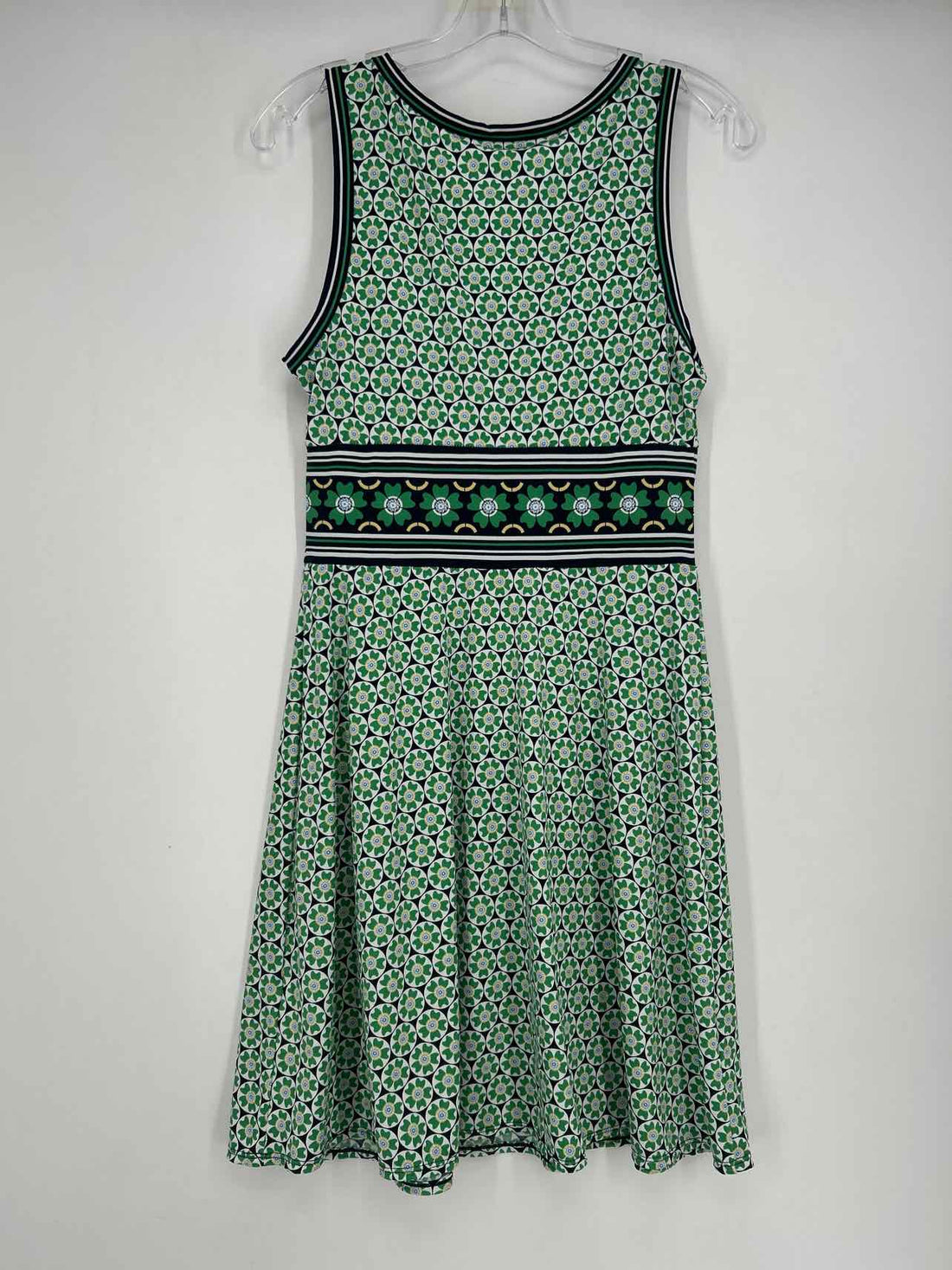 Max Studio Size M Green & Navy Print Sleeveless Dress