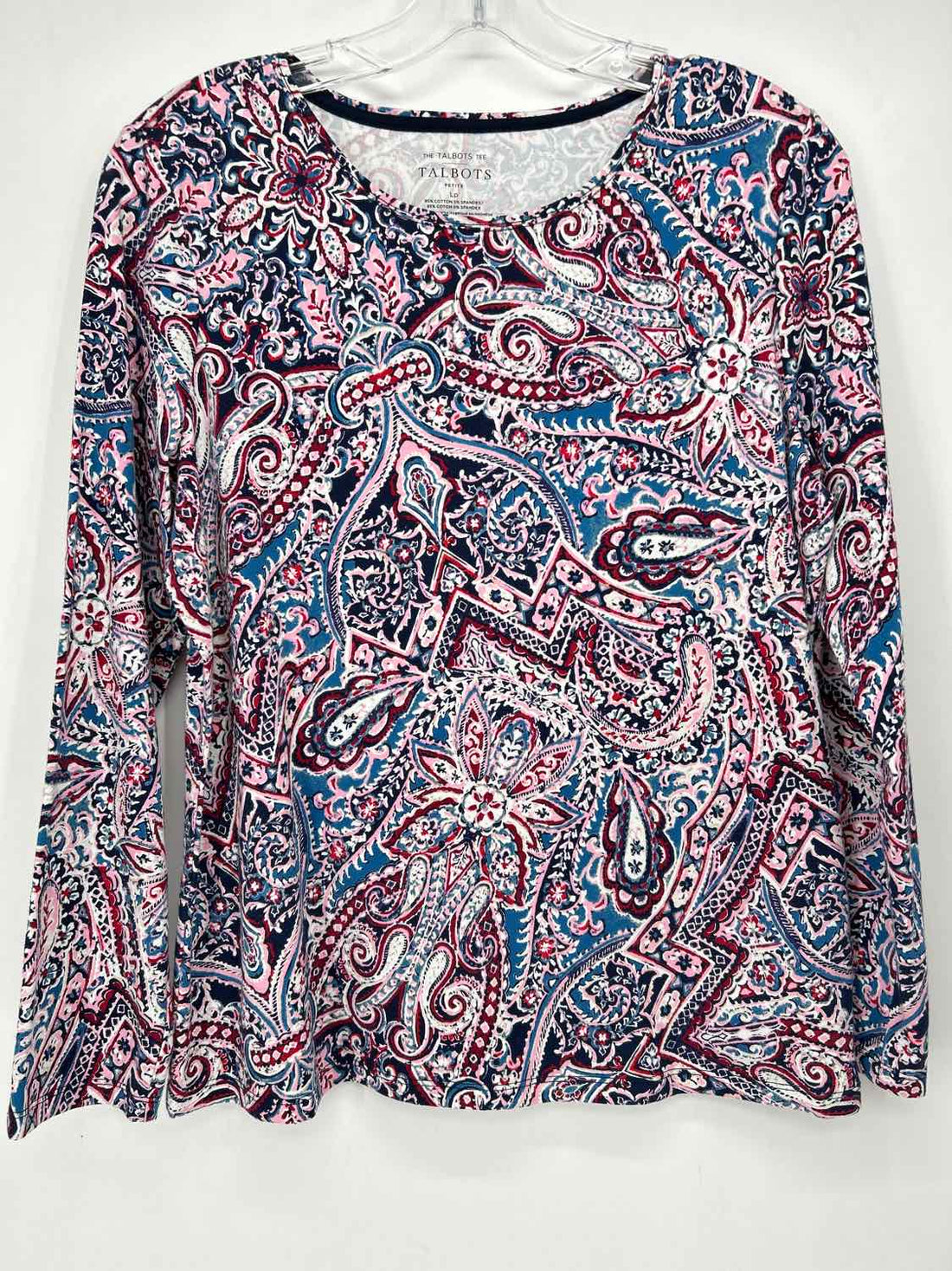 Talbots Size LP Blue & Pink Print Long Sleeve