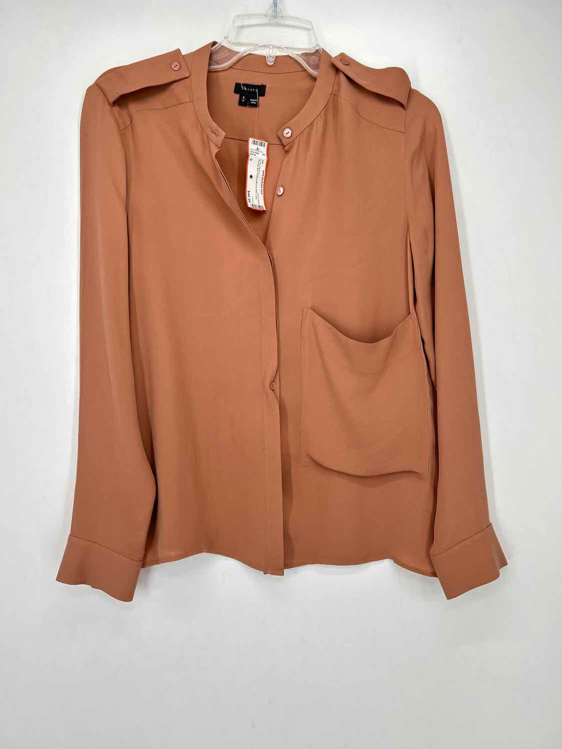 Theory Size S Dark Blush Silk Long Sleeve