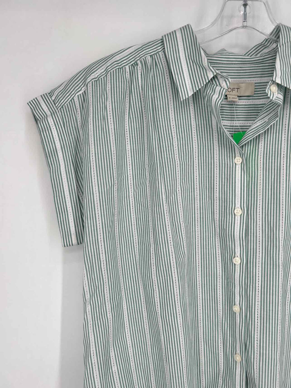 Loft Size M Green & White Stripe NWT Short Sleeve
