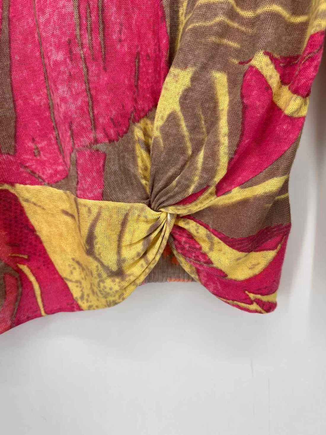 Nic+Zoe Size S Pink & Orange Print Linen/Rayon Long Sleeve