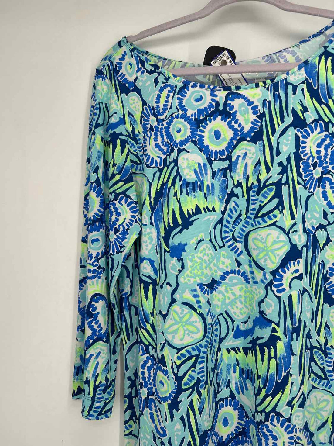 Lilly Pulitzer L White Navy & green print Long Sleeve Lilly Pulitzer Dress