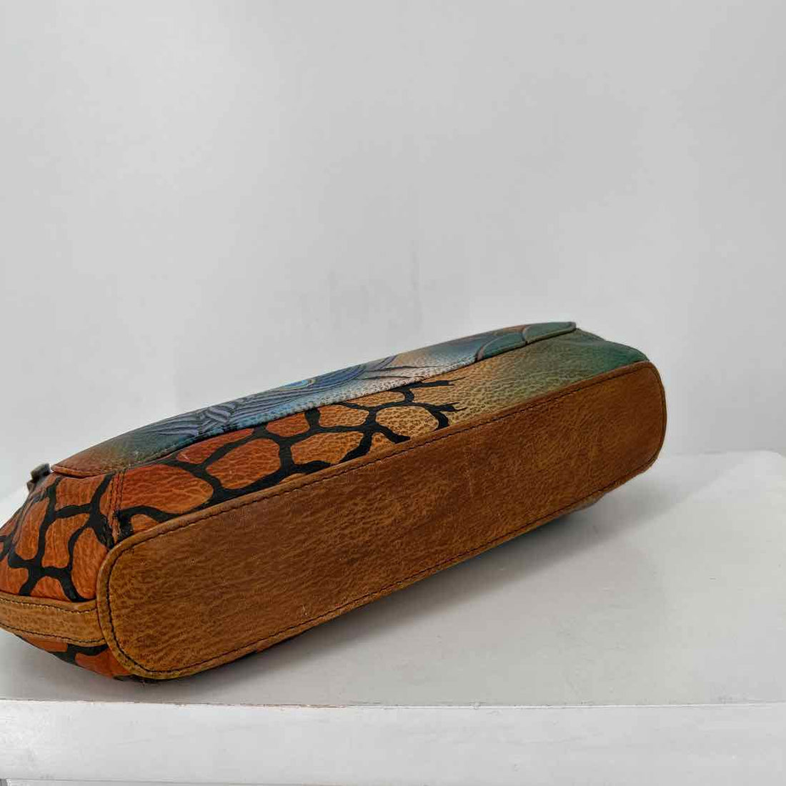 Anuschka Brown painted Pebbled Leather Shoulder