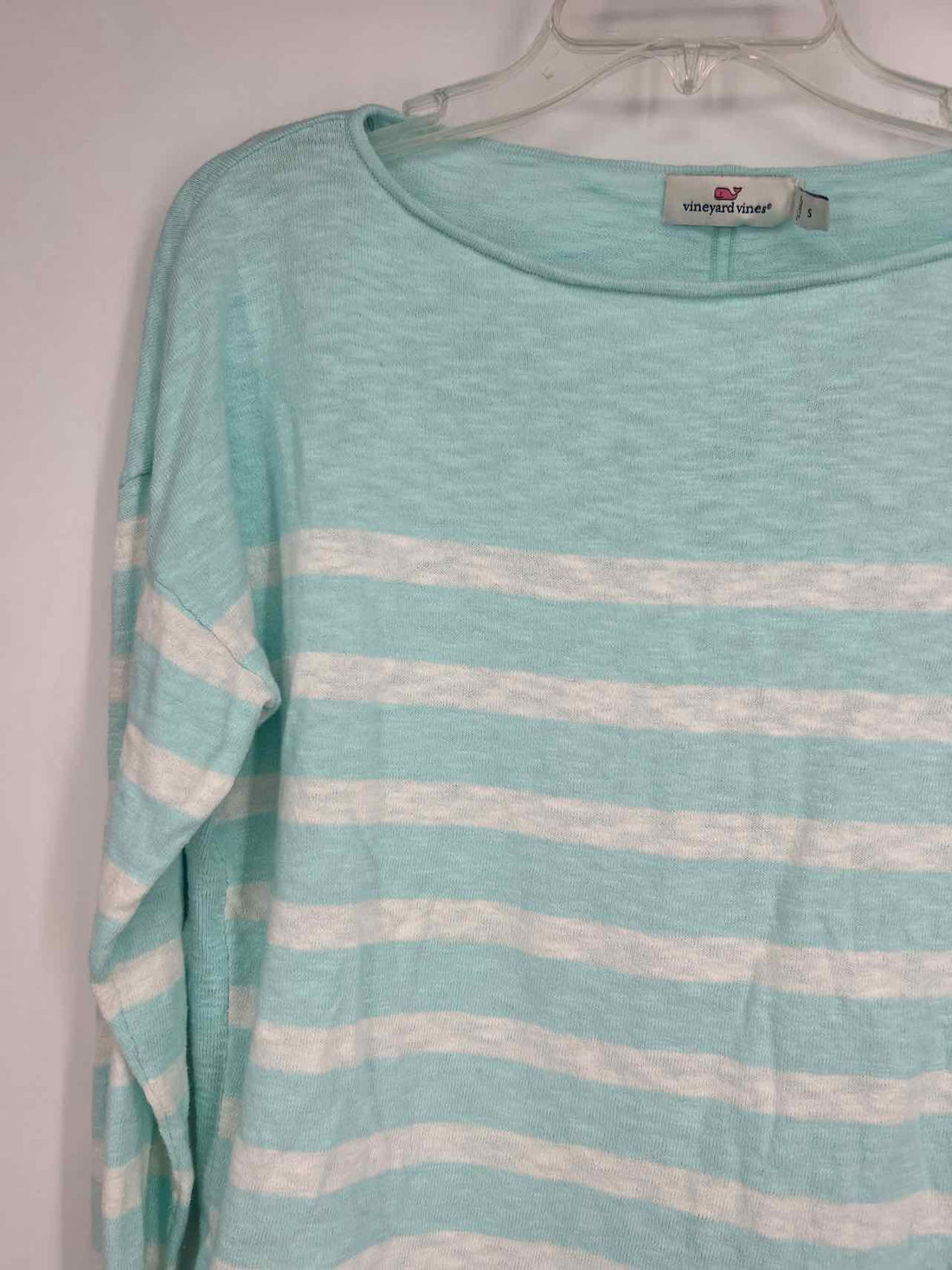 Vineyard Vines Size S Light Aqua & White Striped Sweater