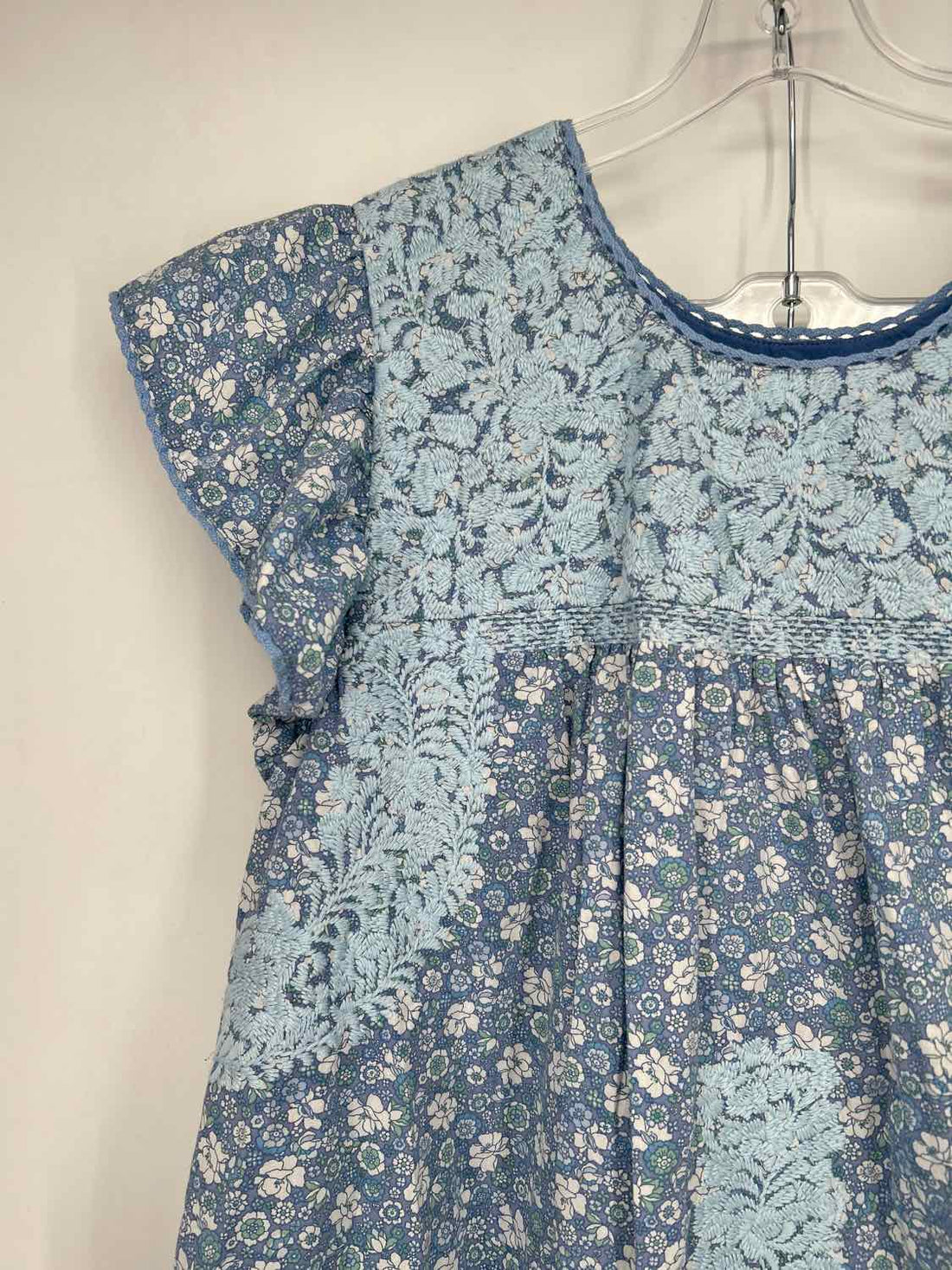 J. Marie Size L Blue & White Floral Embroidered Short Sleeve Multi-Piece Set