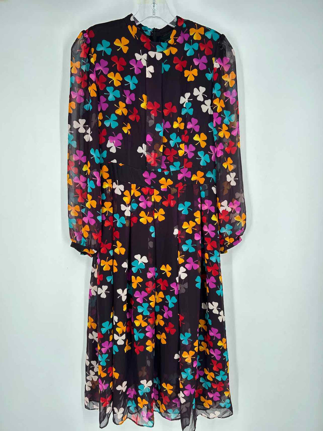 Gyalwana Size 11 Burgandy Print Long Sleeve Dress