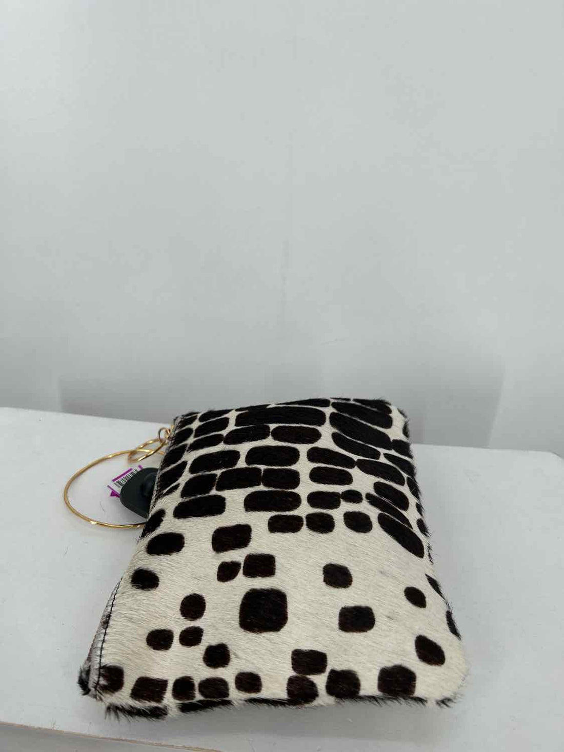 Rebecca Norman White & Dark Brown Calf Hair Pre Owned Clutch
