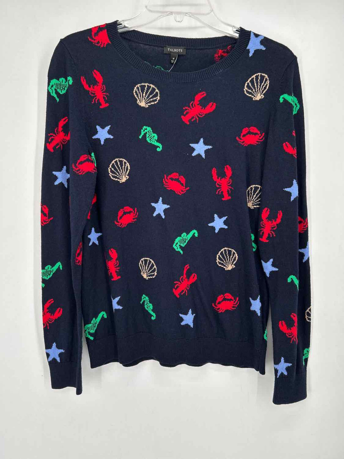 Talbots Size M Navy Print Sweater