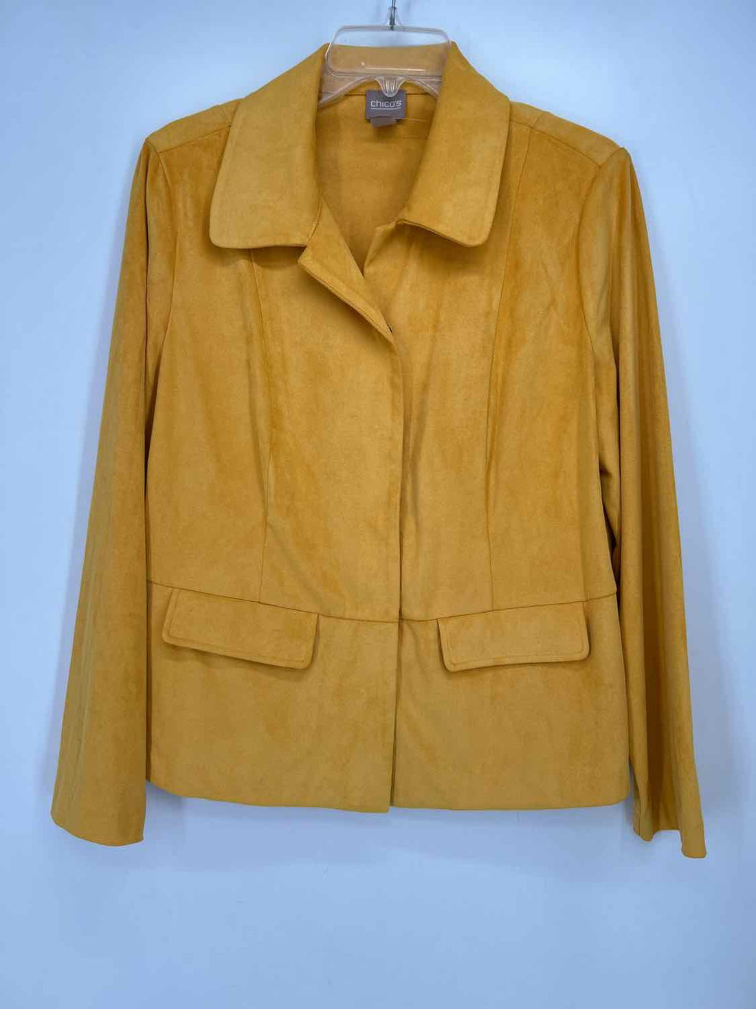 Chicos Size 1(M) Yellow Faux Suede Jacket
