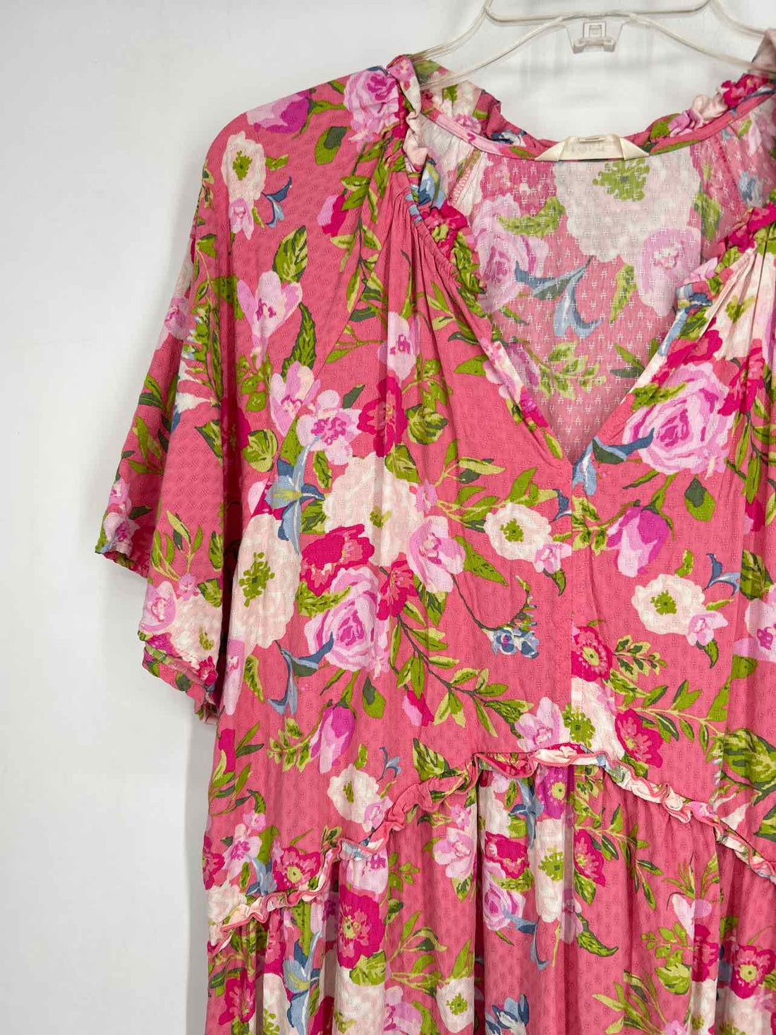 Matilda Jane Size L Pink Floral Short Sleeve Dress