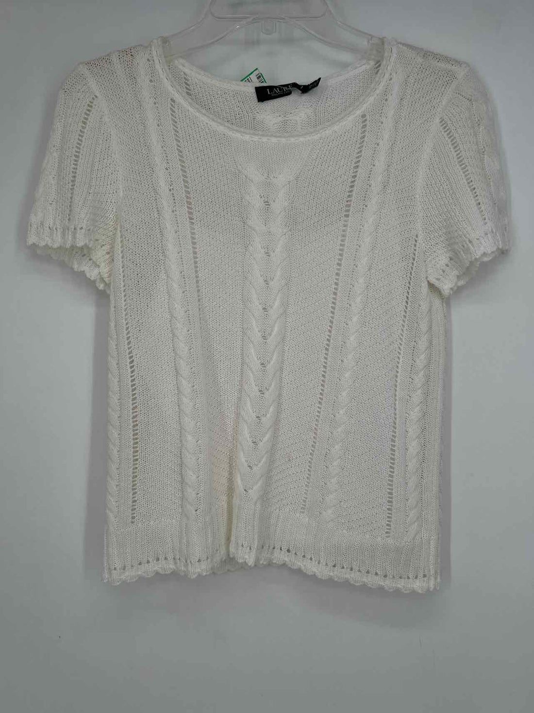 Lauren Ralph Lauren Size MP White Open Knit Short Sleeve