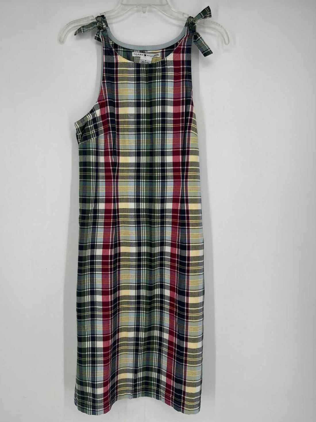 Tommy Hilfiger Size 8 Green & Navy Plaid Sleeveless Dress