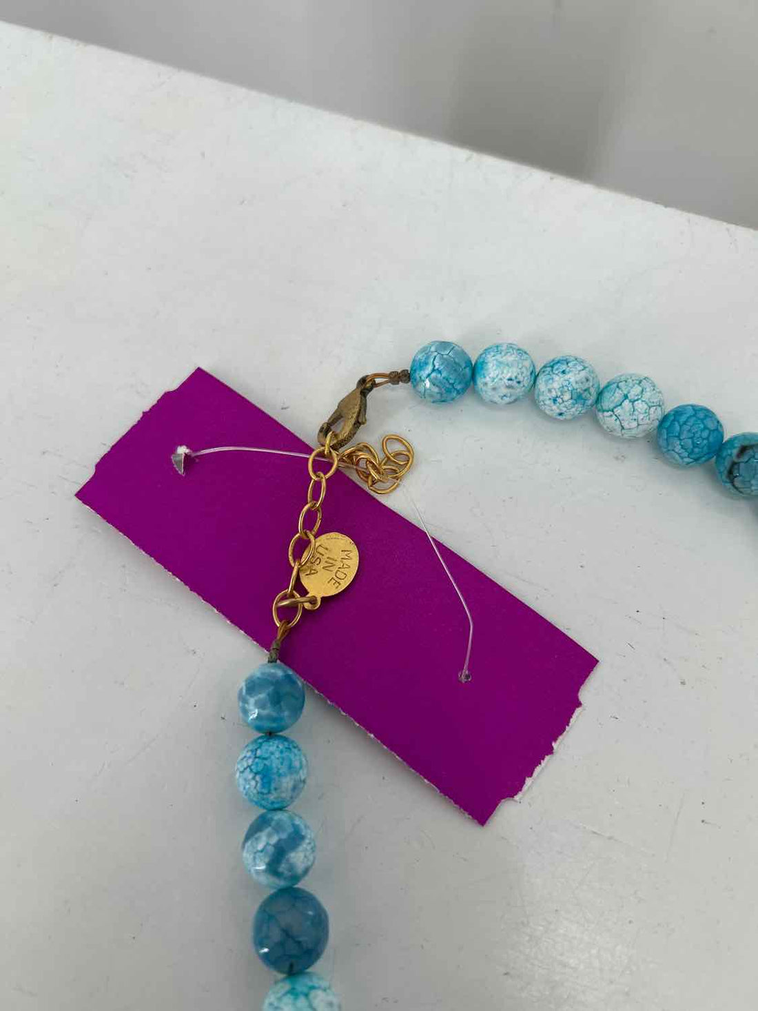 Susan Shaw Agate Aqua & Gold Necklace