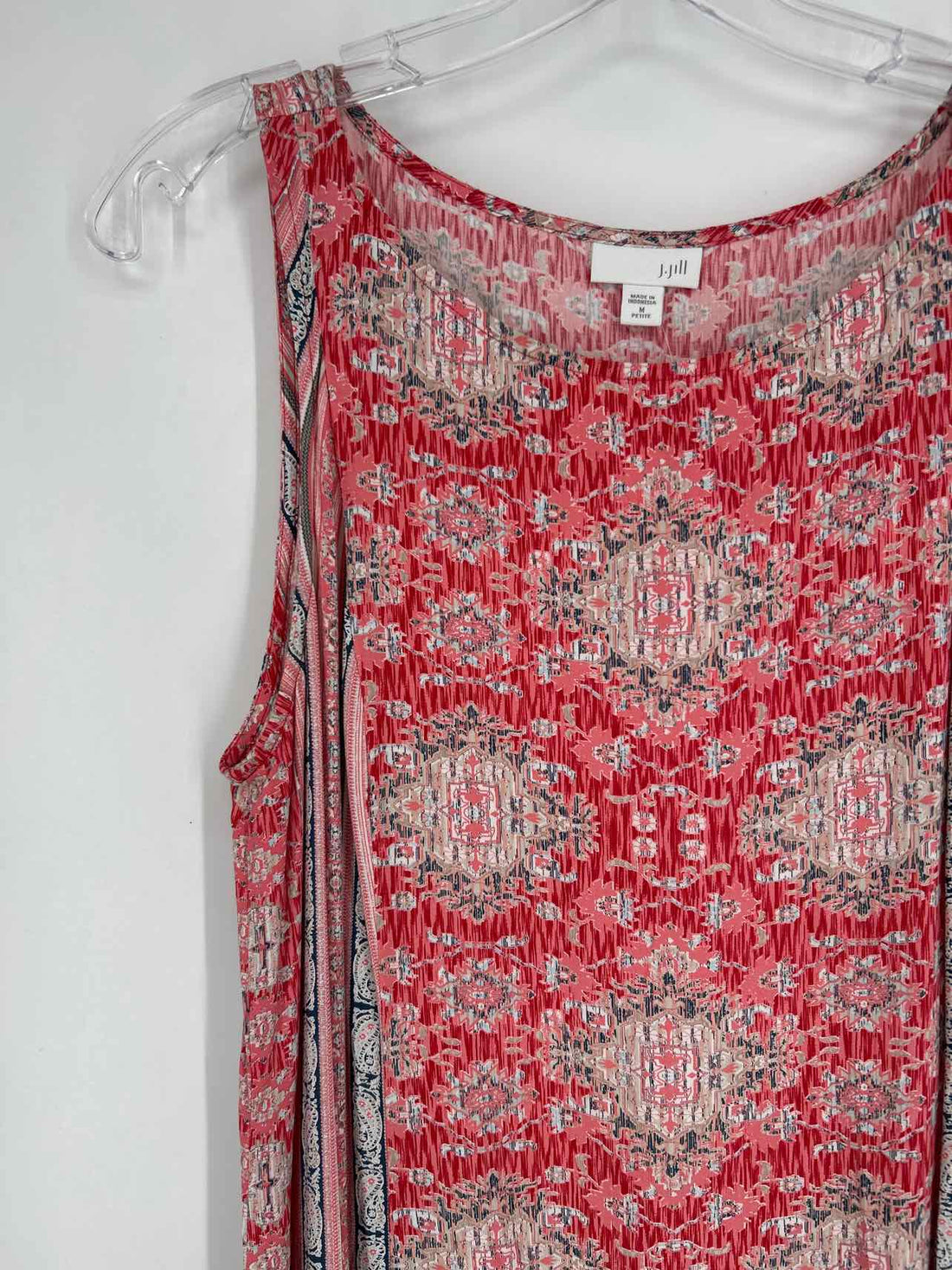 J Jill Size MP Red Print Sleeveless Dress
