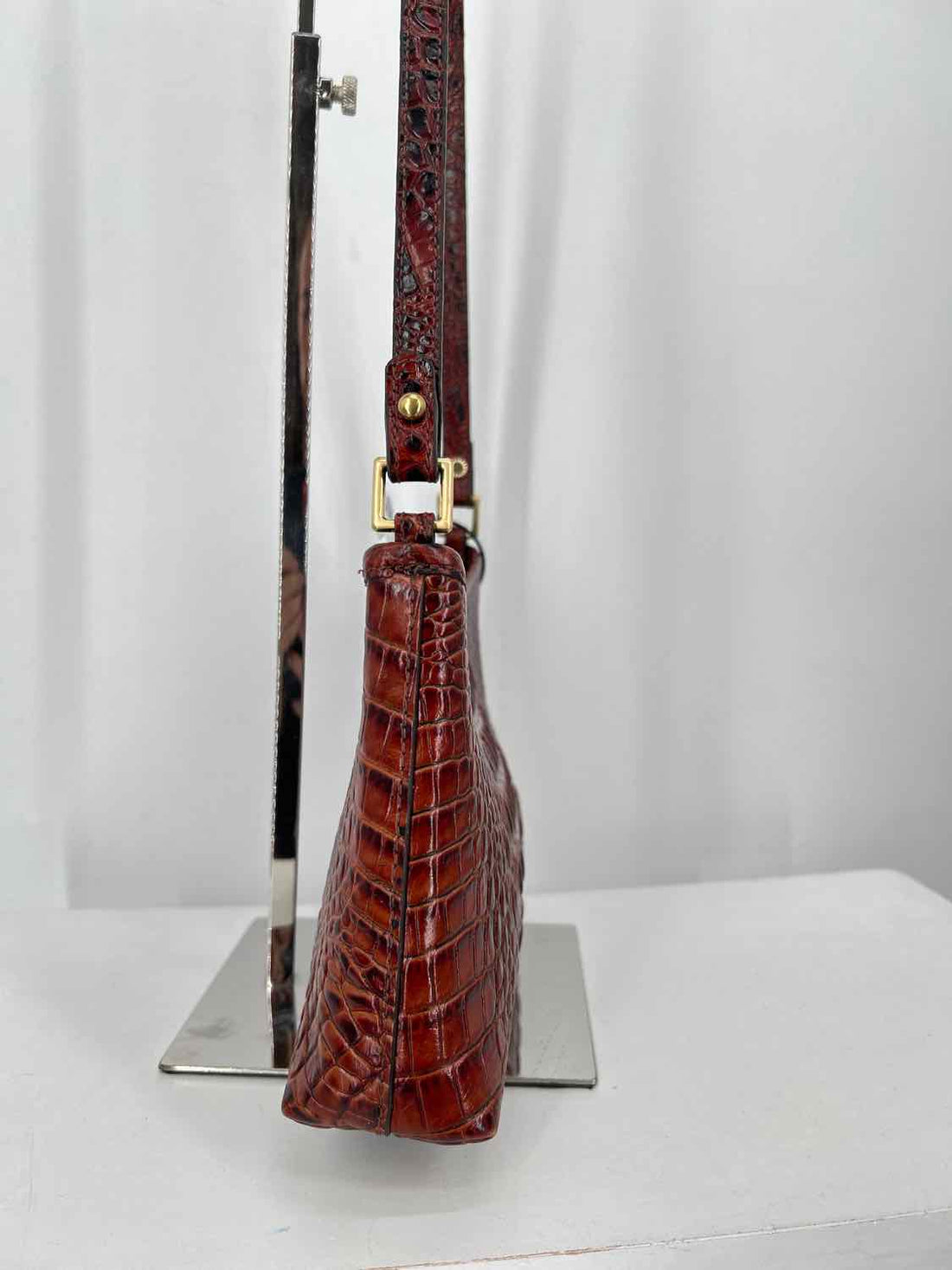 Brahmin Pecan Melbourne Croc Embossed Leather Shoulder