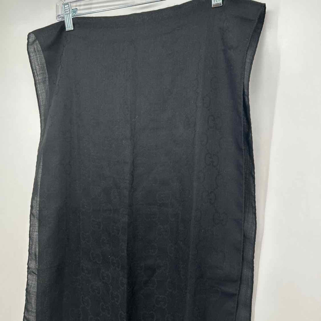 Gucci Wool & Silk Black GG Scarf LUXURY