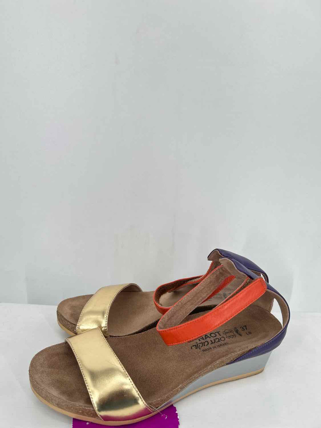 Naot Women Size 37 Gold Purple Orange Wedges