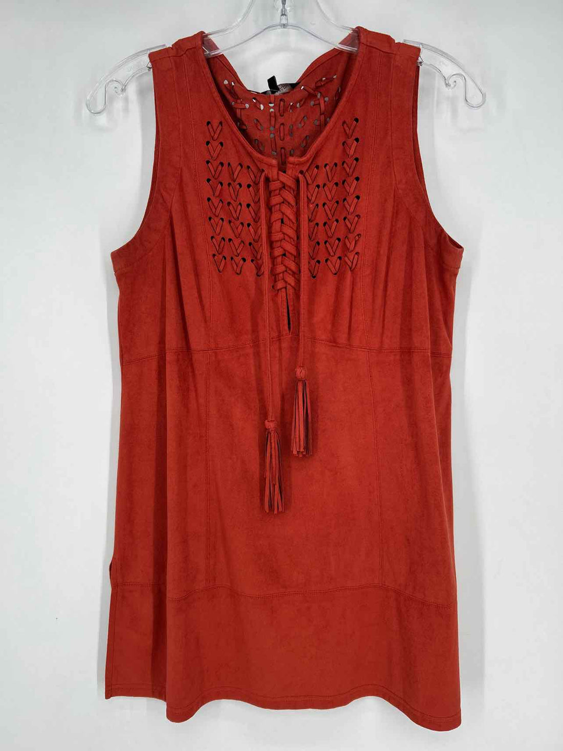John Mark Size M Red Clay Faux Suede Sleeveless