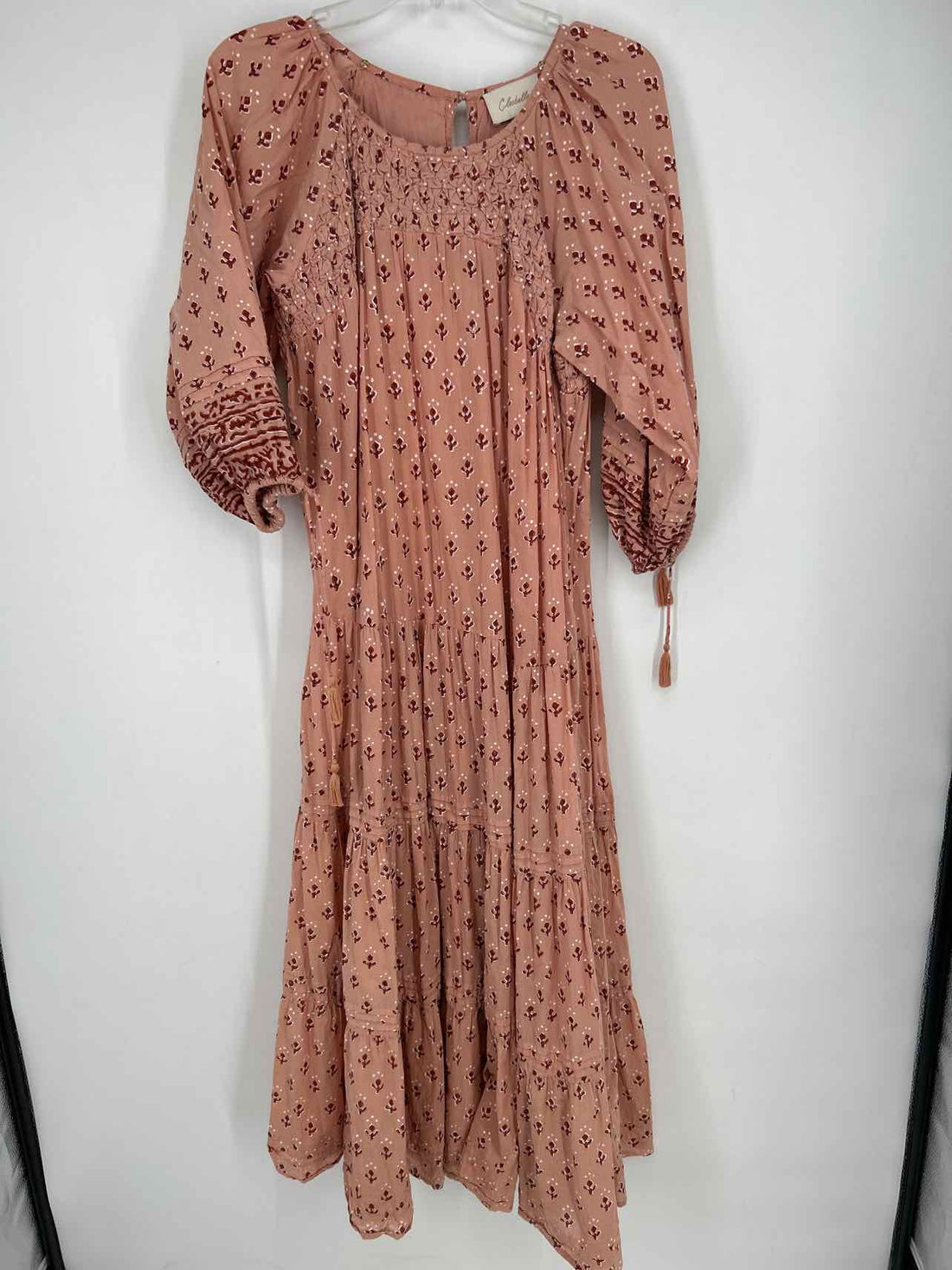 Cleobella Size S Pink Print Long Sleeve Dress
