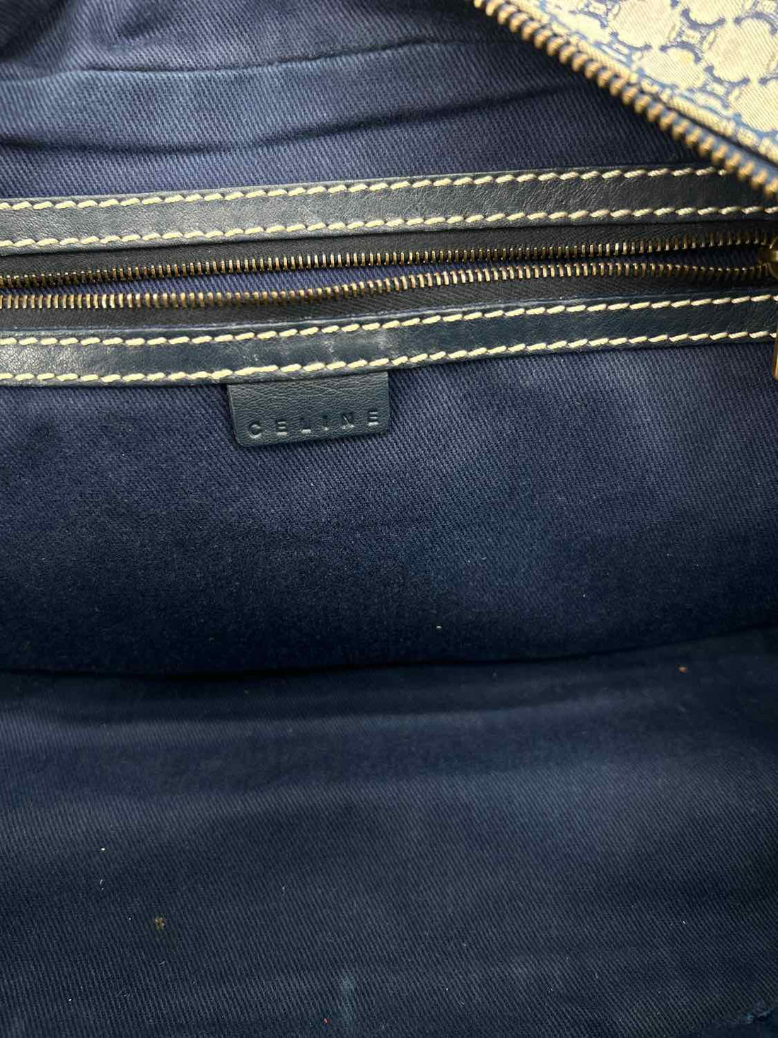 Celine Navy Print Vintage As Is Tote