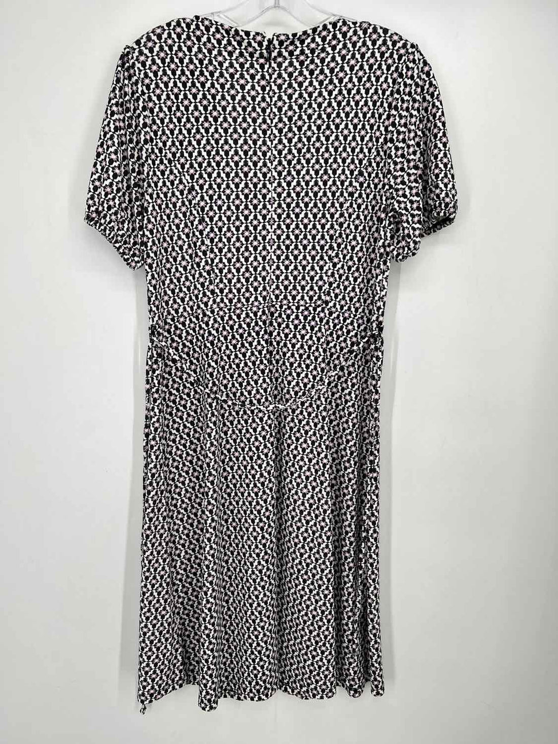 Talbots Size MP White Black & Purple Print Short Sleeve Dress
