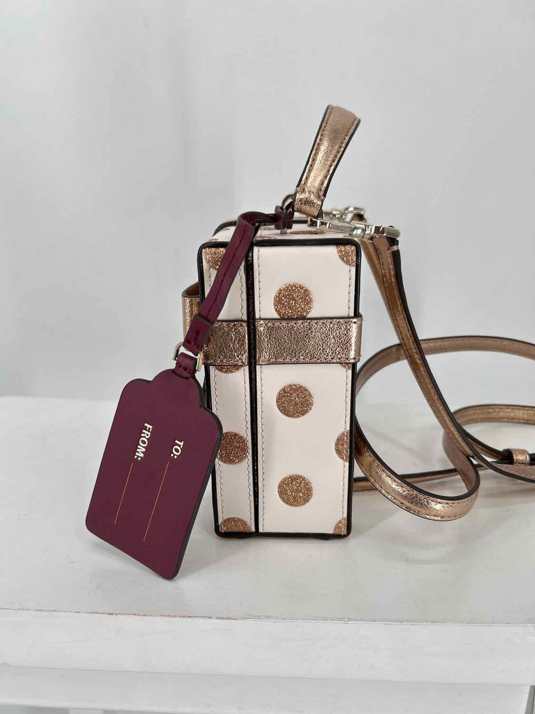 Kate Spade Ivory & Gold Polkadot Genuine Leather Limited Edition Crossbody