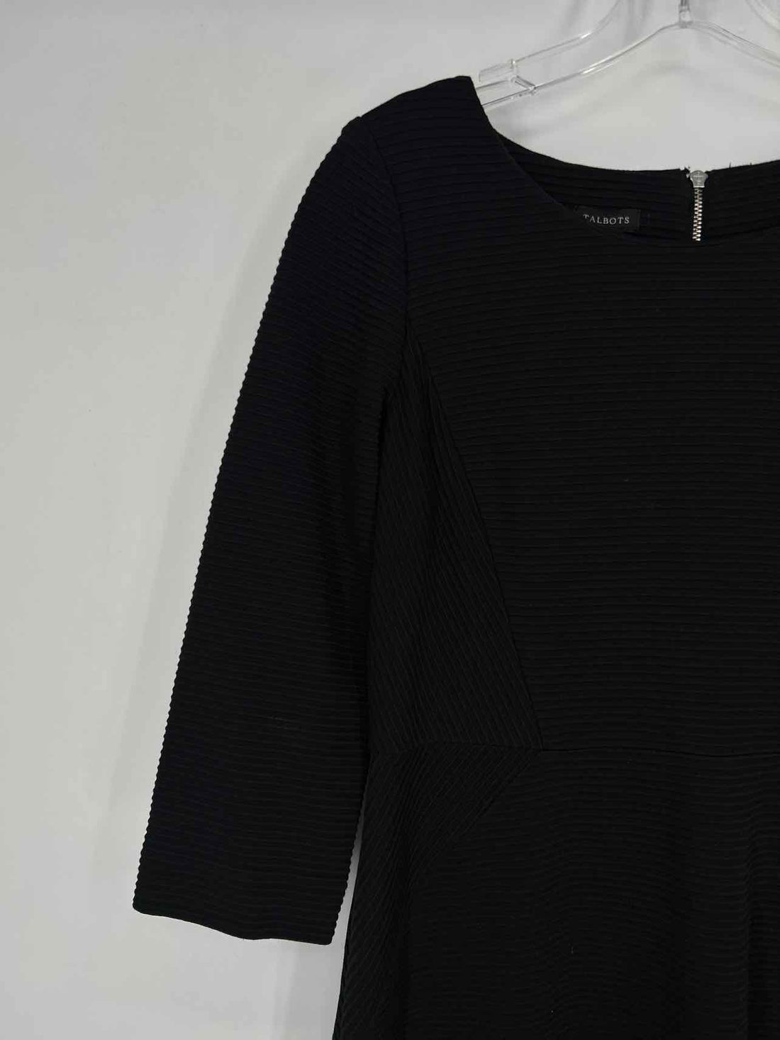 Talbots Size 8 Black Ribbed Long Sleeve Dress