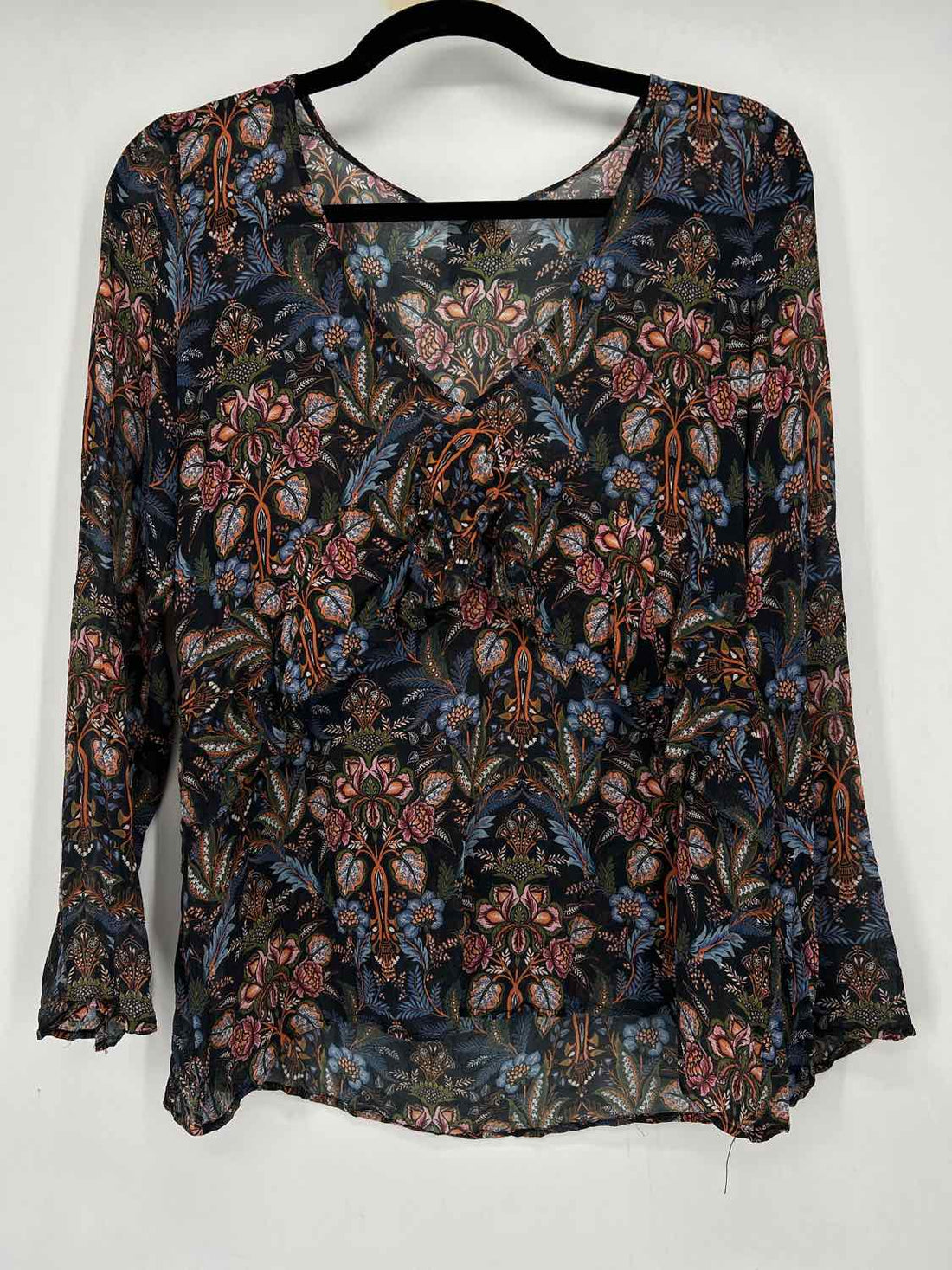Ecru Size S Navy & Orange Floral Long Sleeve