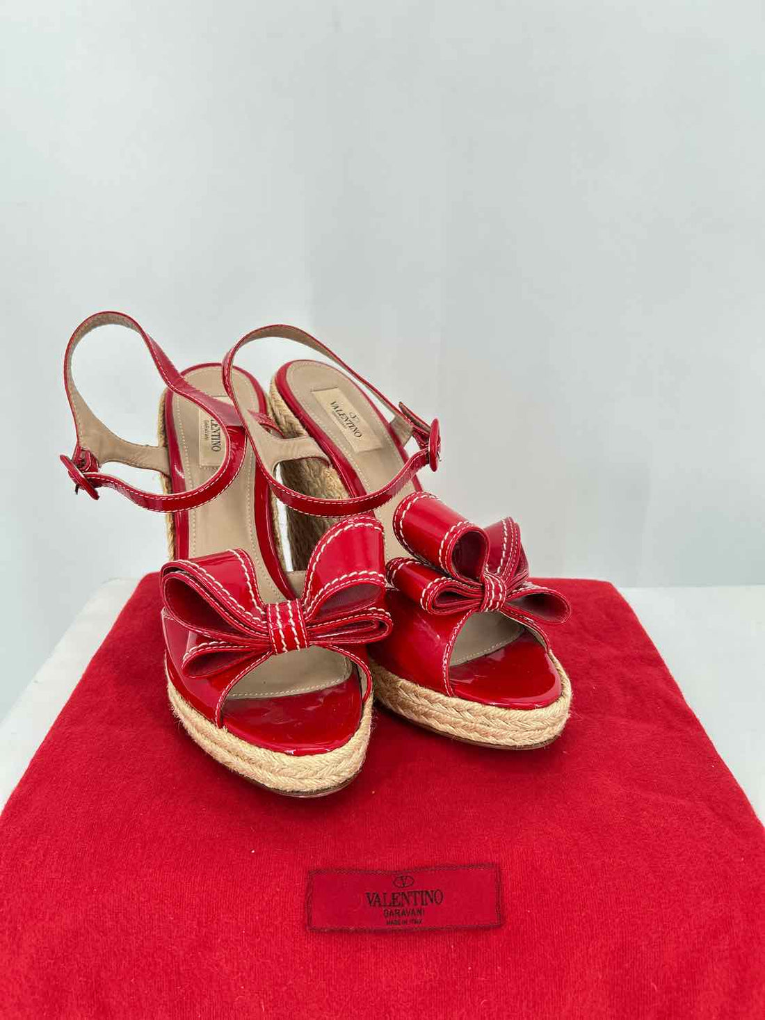 Valentino Garavani Women Size 40(9) Red Patent Leather Wedges