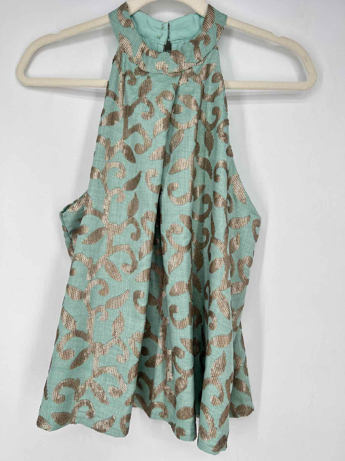 Nekane NKN S Mint & Gold Sequined New Boutique Top