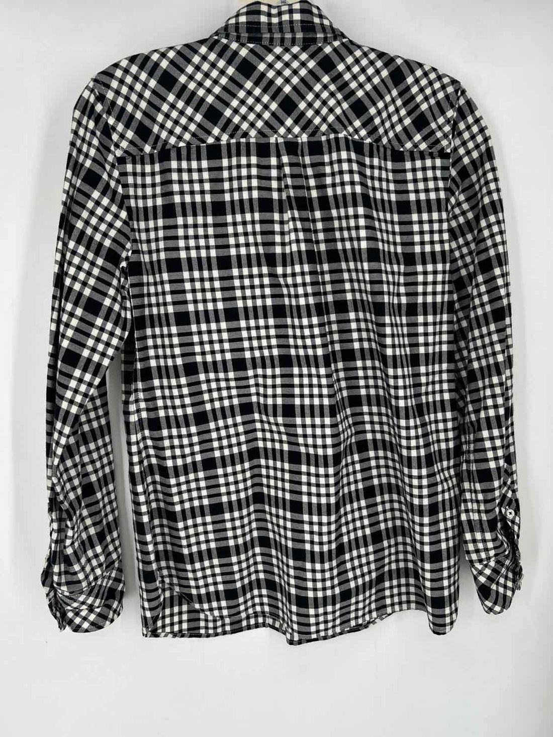 Talbots Size XS Black & White Plaid Long Sleeve